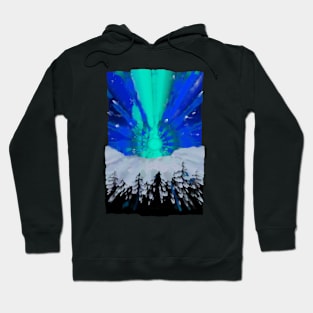 Abstract Snowy Forest Under Aurora Hoodie